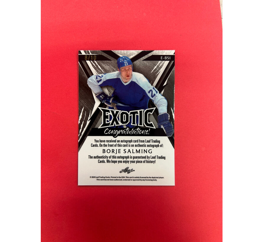 2024 LEAF EXOTIC BORJE SALMING TIGER STRIPE AUTOGRAPH /10