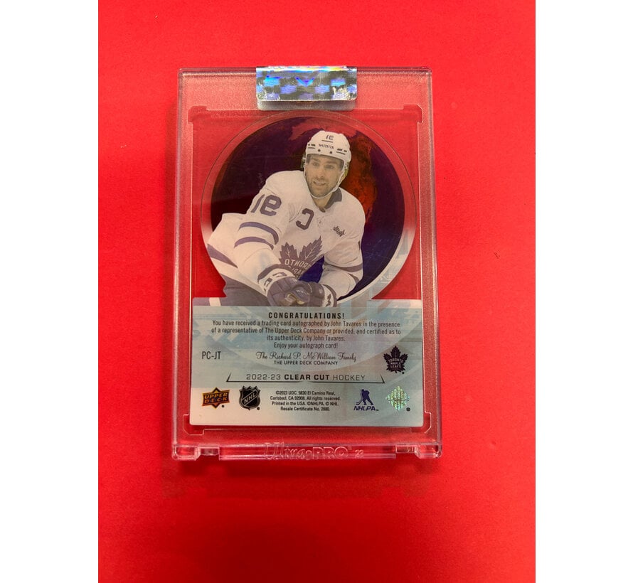 2022-23 UPPER DECK CLEAR CUT JOHN TAVARES CLEAR CUT PRIDE AUTOGRAPH /99