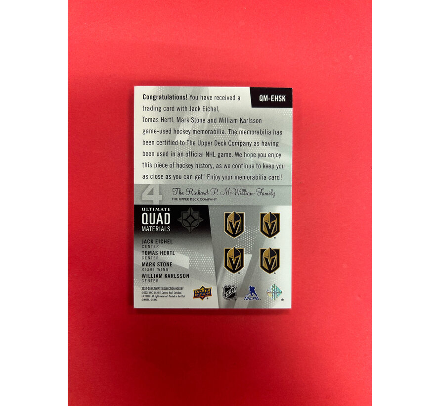 2024-25 UPPER DECK ULTIMATE GOLDEN KNIGHTS QUAD JERSEY /149 EICHEL