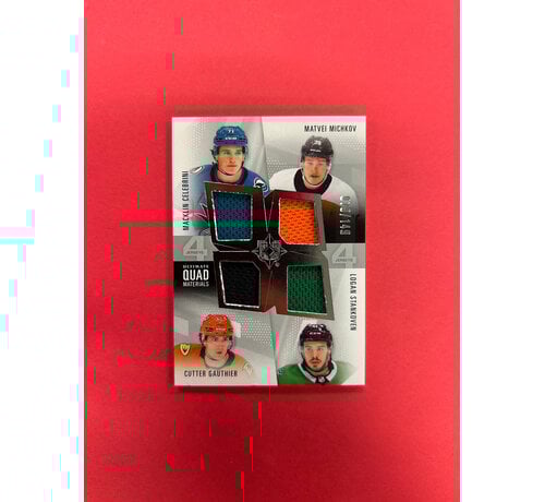 UPPER DECK 2024-25 UPPER DECK PREMIER QUAD MATERIALS ROOKIE CLASS CELEBRINI/MICHKOV/GAUTHIER/STANKOVEN /149