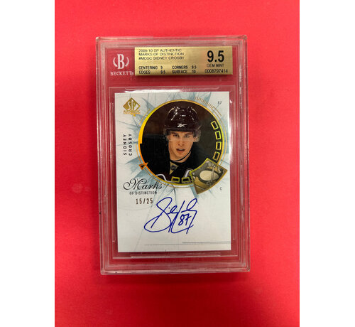 UPPER DECK 2009-10 SP AUTHENTIC SIDNEY CROSBY MARKS OF DISTINCTION /25 BECKETT GRADED 9.5