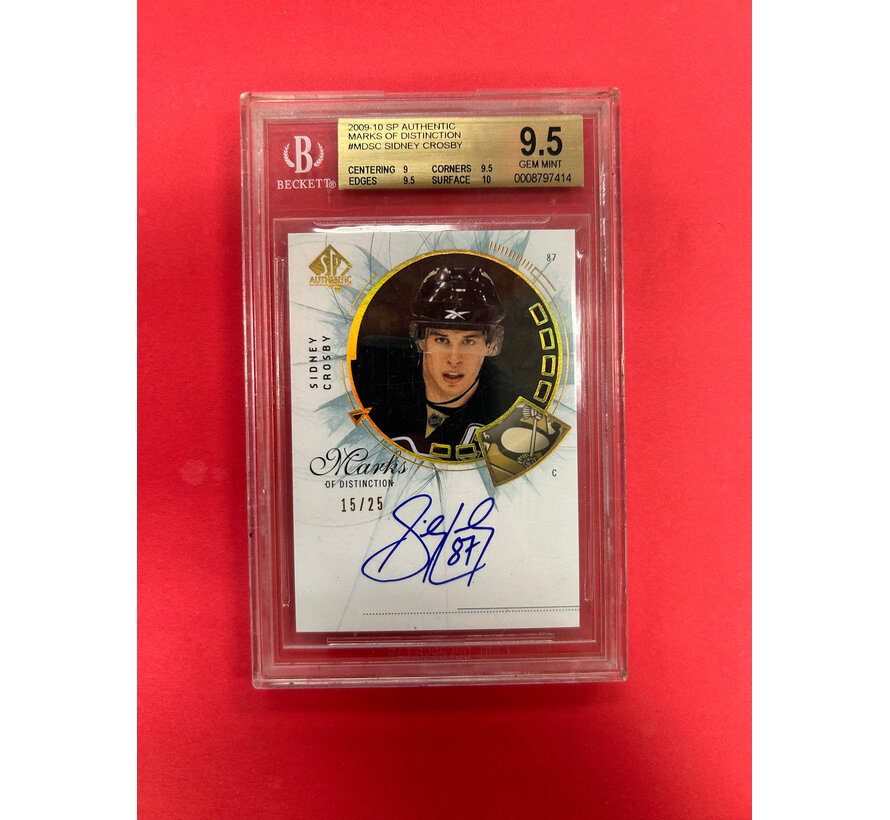 2009-10 SP AUTHENTIC SIDNEY CROSBY MARKS OF DISTINCTION /25 BECKETT GRADED 9.5