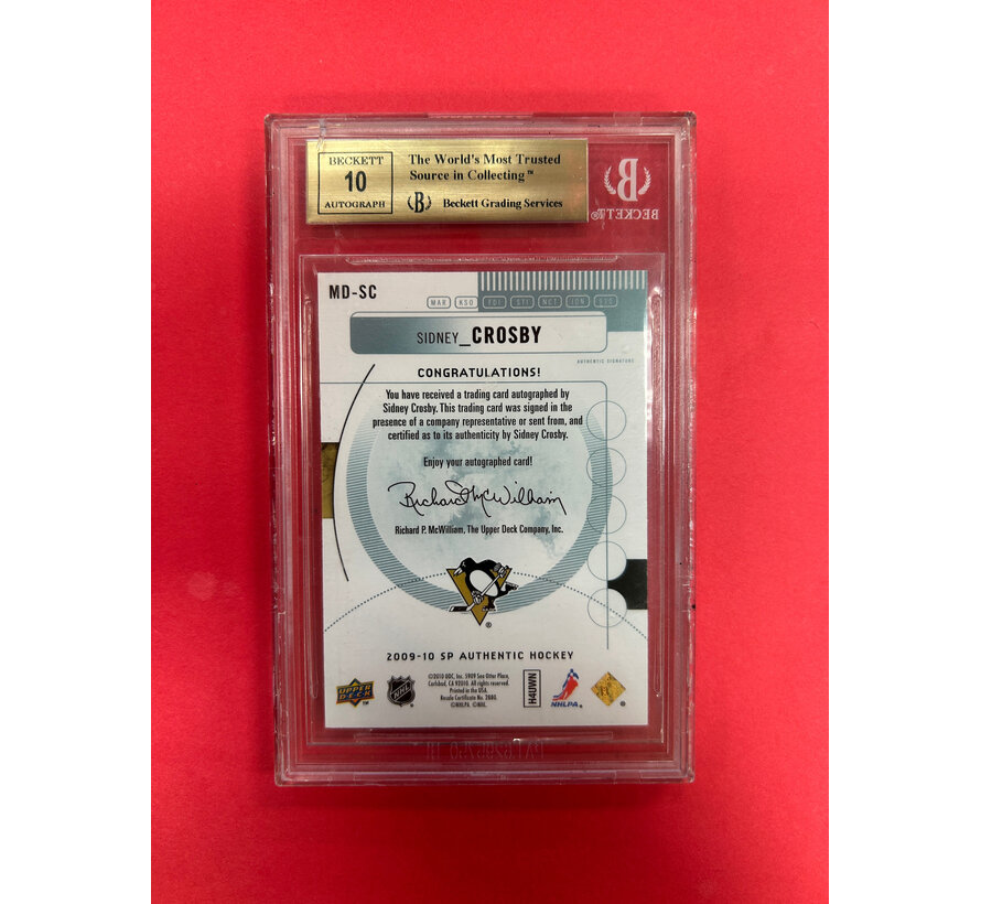 2009-10 SP AUTHENTIC SIDNEY CROSBY MARKS OF DISTINCTION /25 BECKETT GRADED 9.5