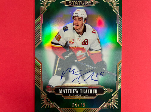 UPPER DECK 2020-21 UPPER DECK STATURE MATTHEW TKACHUK GREEN AUTO /65