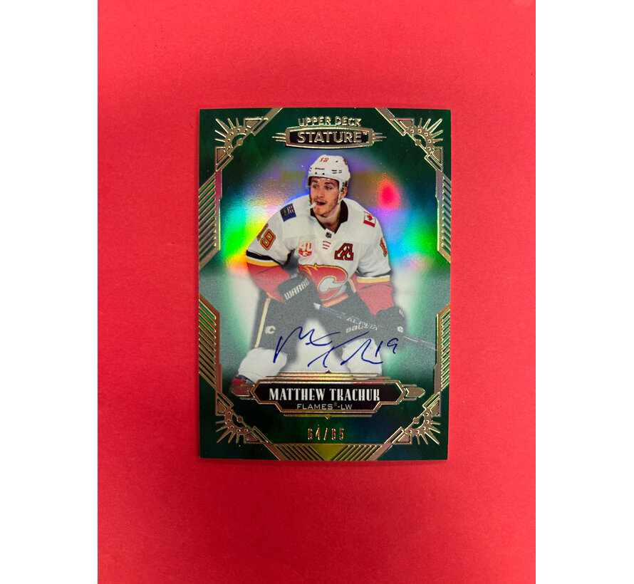 2020-21 UPPER DECK STATURE MATTHEW TKACHUK GREEN AUTO /65