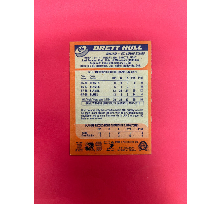 1988-89 O-PEE-CHEE BRETT HULL ROOKIE CARD