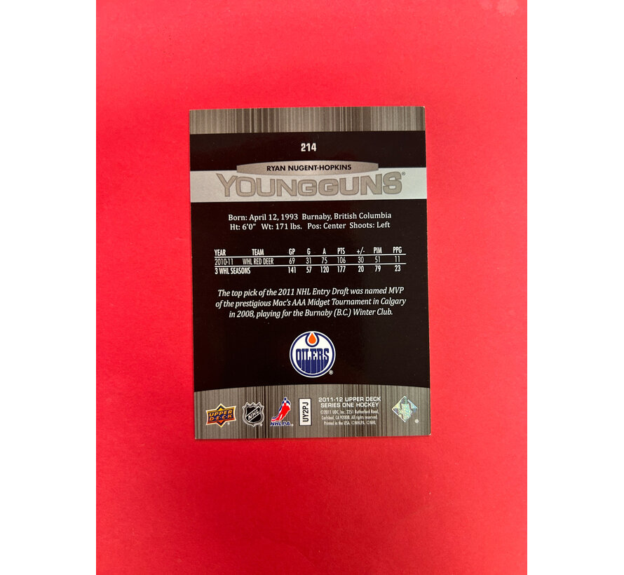 2011-12 UPPER DECK SERIES 1 RYAN NUGENT-HOPKINS YOUNG GUNS