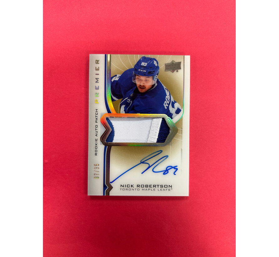 2020-21 UPPER DECK PREMIER NICK ROBERTSON PREMIER AUTO PATCH GOLD /35