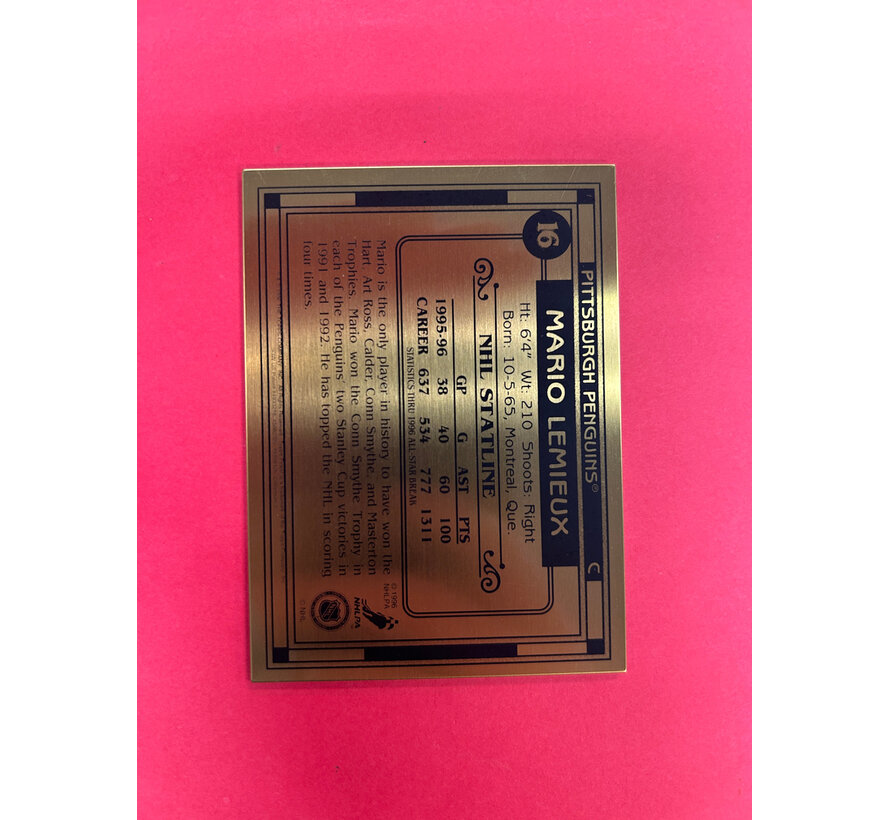 1996 TOPPS FINEST BRONZE MARIO LEMIEUX SP