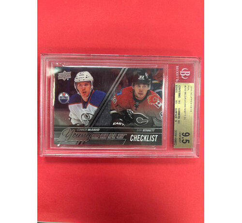 UPPER DECK 2015-16 UPPER DECK SERIES 1 MCDAVID / BENNETT CHECKLIST SILVER FOIL BECKETT GRADED 9.5