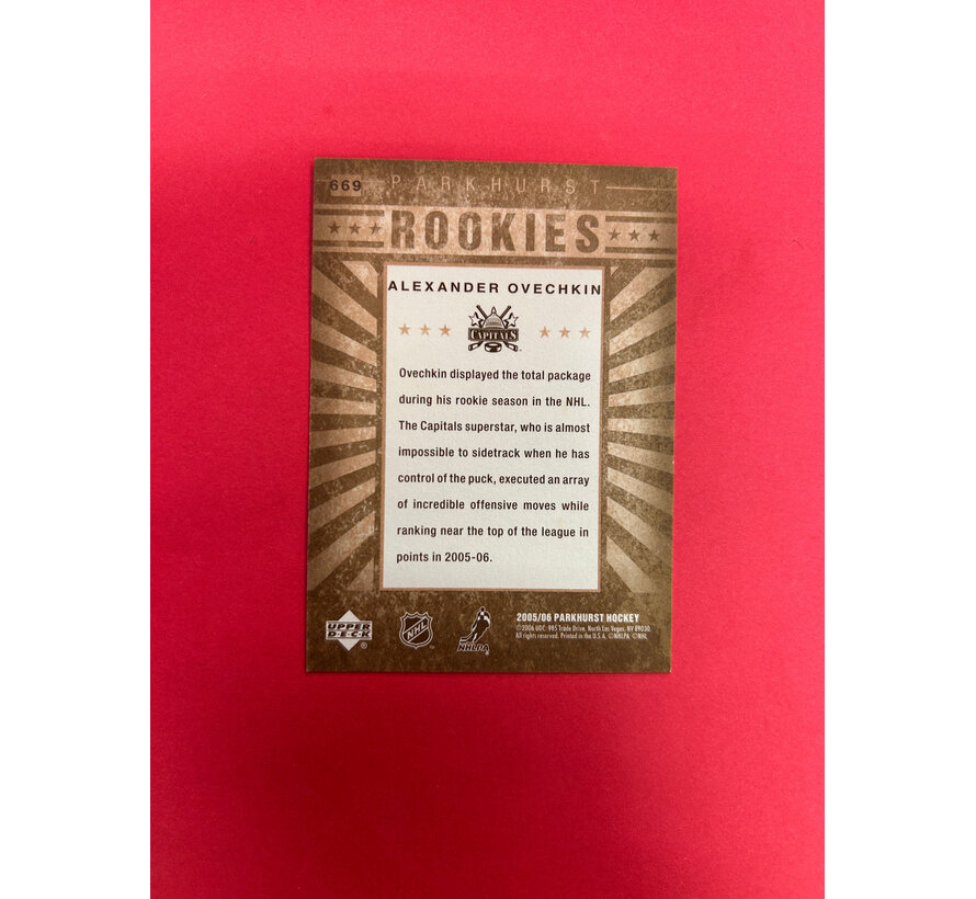 2005-06 PARKHURST ALEXANDER OVECHKIN ROOKIE PRINTING DEFECT