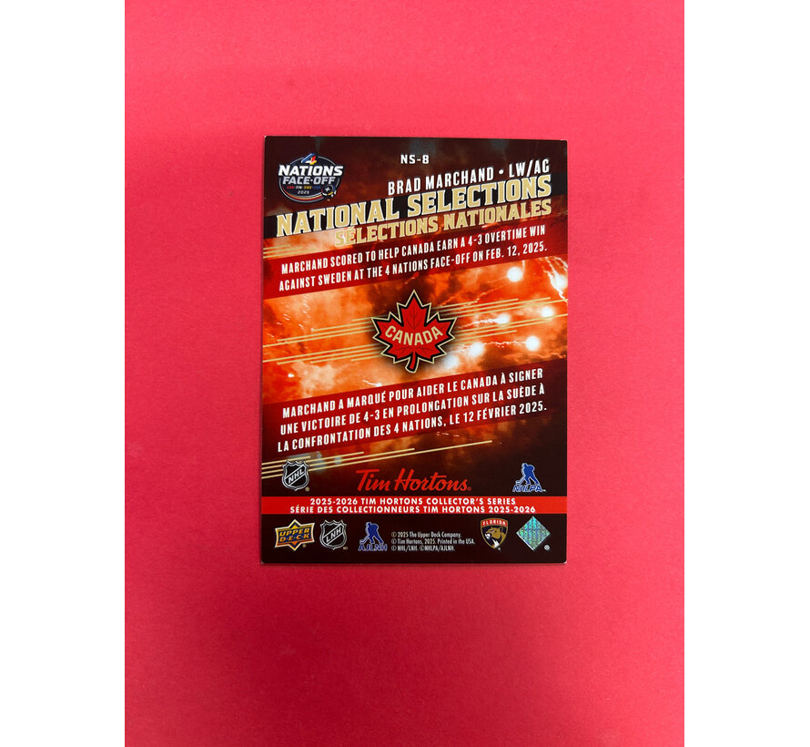 2025-26 TIM HORTONS UPPER DECK BRAD MARCHAND NATIONAL SELECTIONS