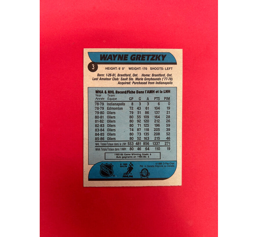 1986-87 O-PEE-CHEE WAYNE GRETZKY
