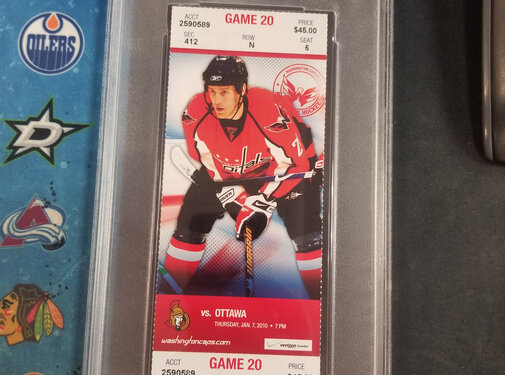 ALEX OVECHKIN  1ST GOAL AS CAPTAIN GRADED TICKET STUB PSA 8 CAPITALS