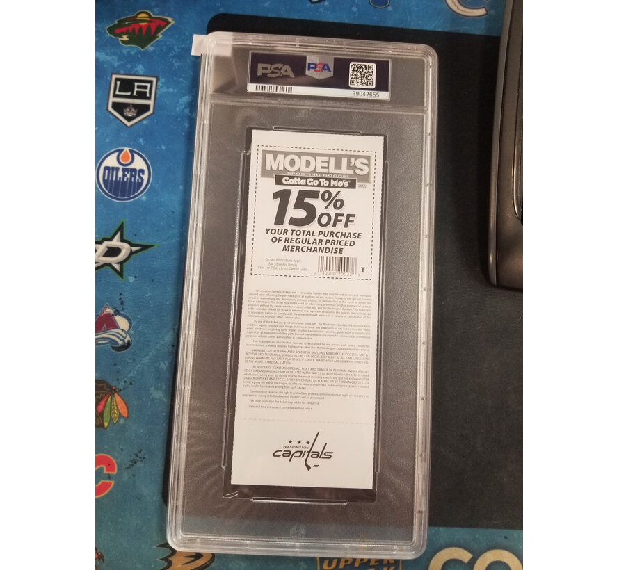 ALEX OVECHKIN  1ST GOAL AS CAPTAIN GRADED TICKET STUB PSA 8 CAPITALS