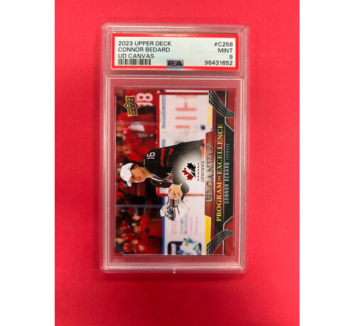 UPPER DECK 2023-24 UPPER DECK SERIES 2 CONNOR BEDARD PROGRAM OF EXCELLENCE CANVAS PSA GRADED 9