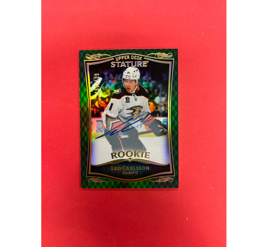 2023-24 UPPER DECK STATURE LEO CARLSSON ROOKIE AUTO /199