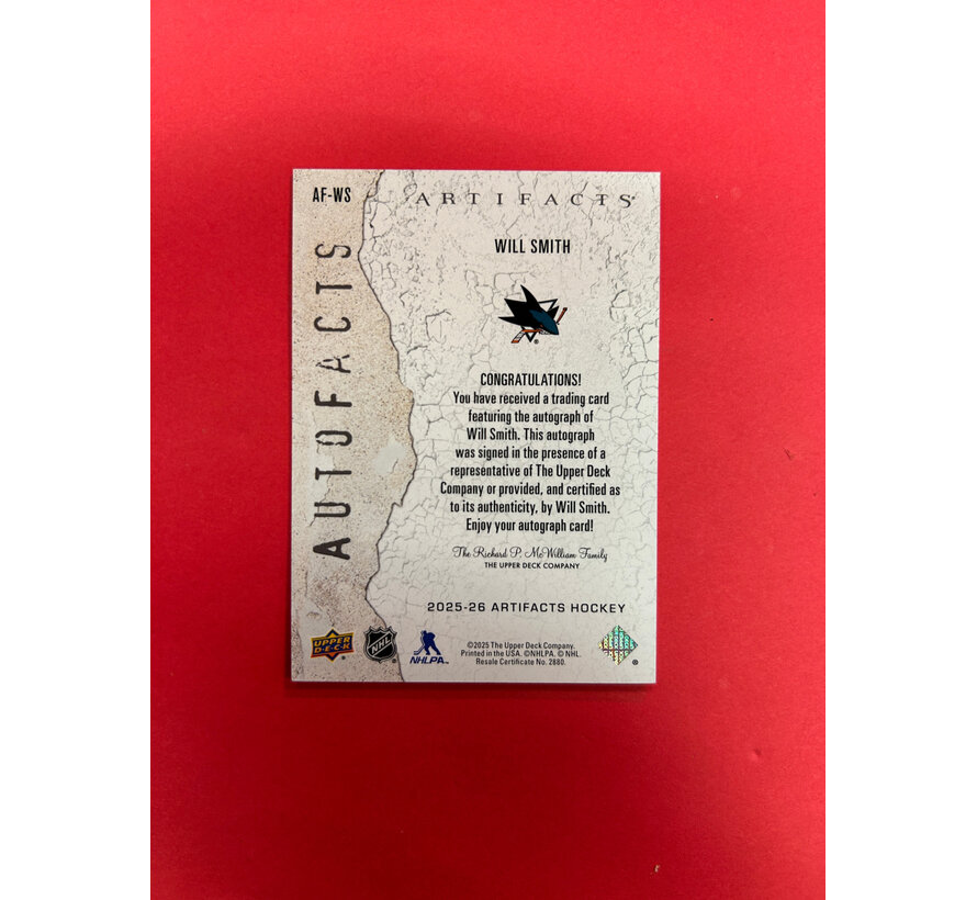 2024-25 UPPER DECK ARTIFACTS WILL SMITH AUTOFACTS ROOKIE