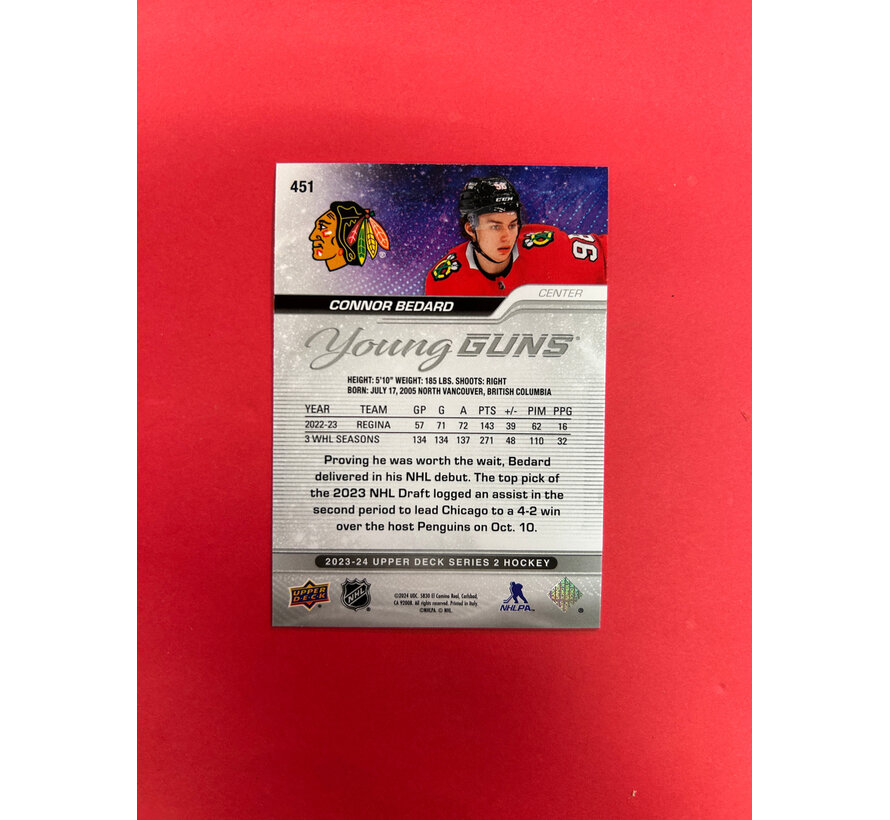 2023-24 UPPER DECK SERIES 2 CONNOR BEDARD YOUNG GUNS