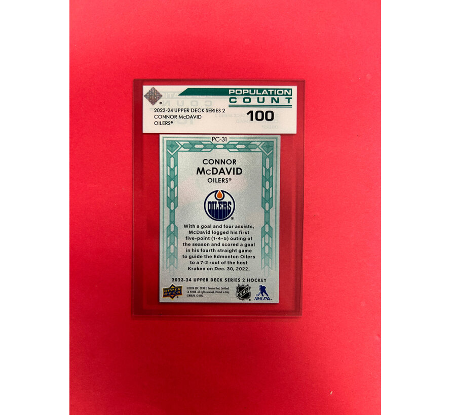 2023-24 UPPER DECK SERIES 2 CONNOR MCDAVID POPULATION COUNT 100