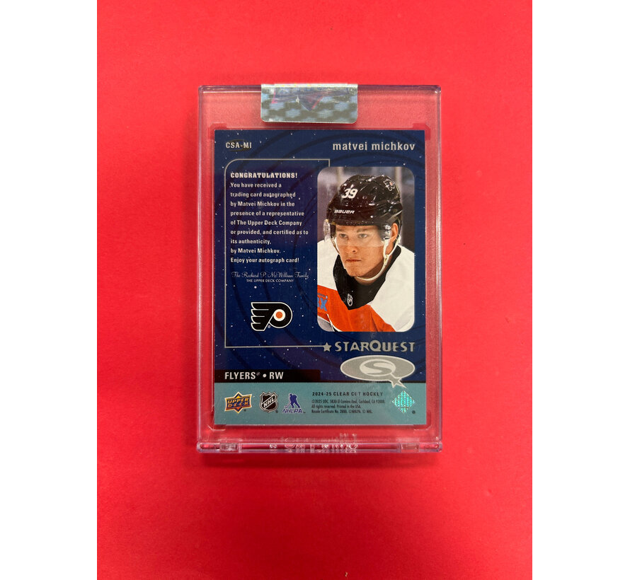 2024-25 UPPER DECK CLEAR CUT MATVEI MICHKOV STARQUEST ROOKIE AUTOGRAPH