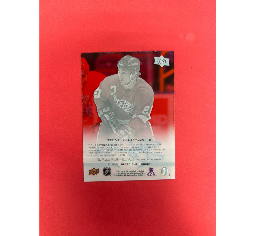 2020-21 UPPER DECK CLEAR CUT STEVE YZERMAN AUTOGRAPH