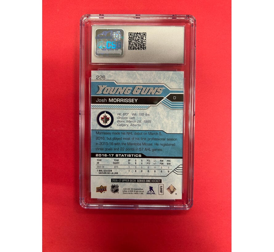 2016-17 UPPER DECK SERIES 1 JOSH MORRISSEY SILVER FOIL YOUNG GUNS CSG PSA GRADED 10