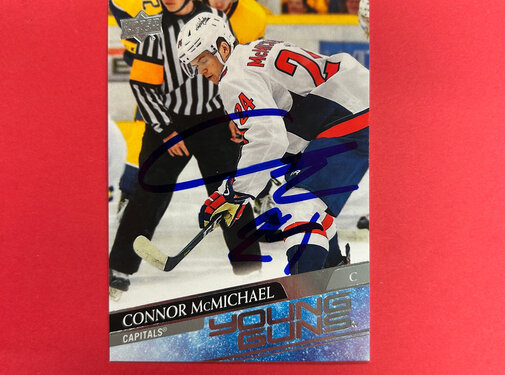 UPPER DECK 2020-21 UPPER DECK SERIES 1 CONNOR MCMICHAEL YOUNG GUNS AUTOGRAPHED IN PERSON