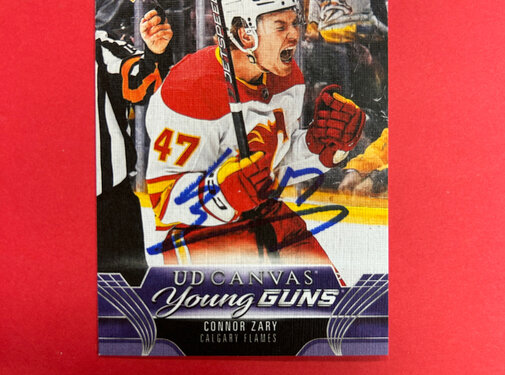 UPPER DECK 2023-24 UPPER DECK EXTENDED SERIES CONNOR ZARY YOUNG GUNS CANVAS AUTOGRAPHED IN PERSON