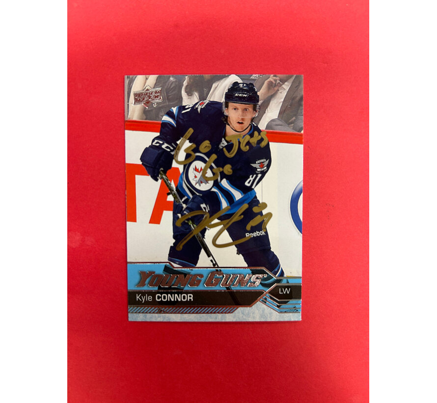 2016-17 UPPER DECK SERIES 1 KYLE CONNOR YOUNG GUNS AUTOGRAPHED IN PERSON INSCRIBED "GO JETS GO"