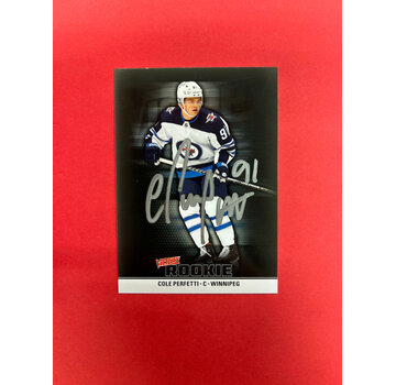 UPPER DECK 2022 UPPER DECK NATIONAL HOCKEY CARD DAY COLE PERFETTI VICTORY BLACK ROOKIE SSP AUTOGRAPHED IN PERSON SILVER INK