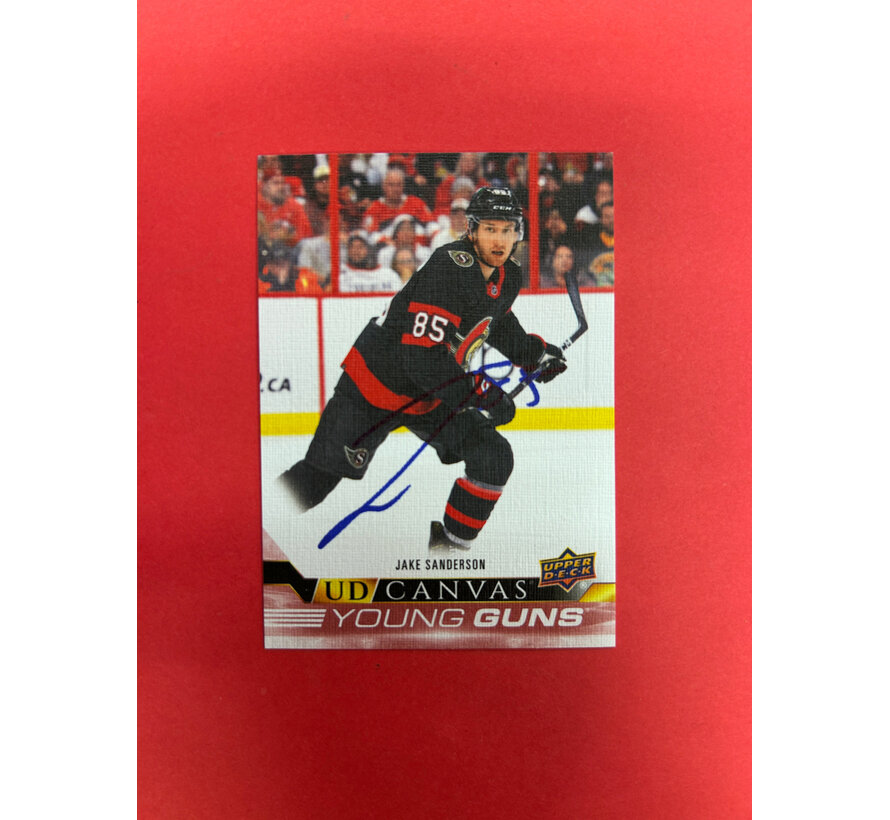 2022-23 UPPER DECK SERIES 2 JAKE SANDERSON YOUNG GUNS CANVAS AUTOGRAPHED IN PERSON