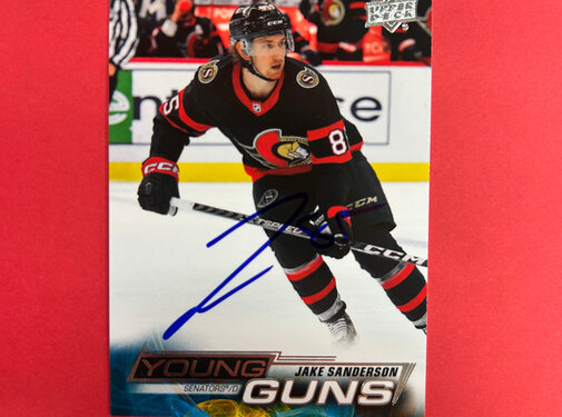 UPPER DECK 2022-23 UPPER DECK SERIES 2 JAKE SANDERSON YOUNG GUNS AUTOGRAPHED IN PERSON