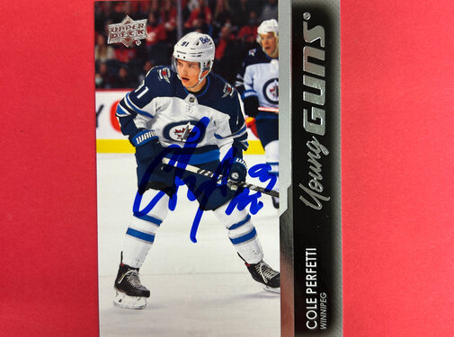 UPPER DECK 2021-22 UPPER DECK SERIES 2 COLE PERFETTI YOUNG GUNS AUTOGRAPHED IN PERSON