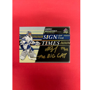 UPPER DECK 2019-20 SP AUTHENTIC ANDREI VASILEVSKIY SIGN OF THE TIMES BLACK INSCRIBED /49