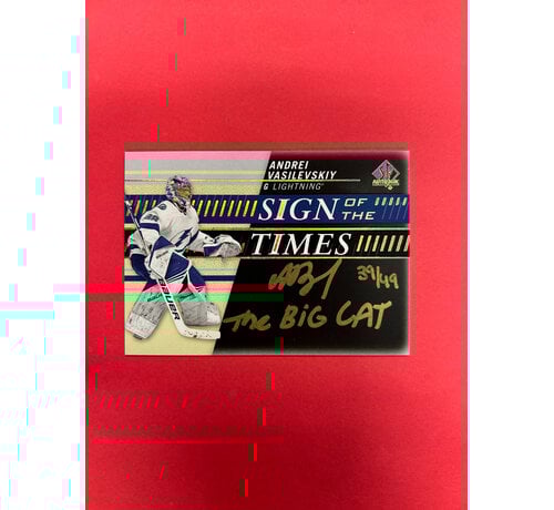 UPPER DECK 2019-20 SP AUTHENTIC ANDREI VASILEVSKIY SIGN OF THE TIMES BLACK INSCRIBED /49