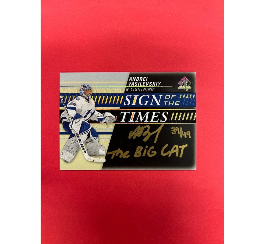 2019-20 SP AUTHENTIC ANDREI VASILEVSKIY SIGN OF THE TIMES BLACK INSCRIBED /49