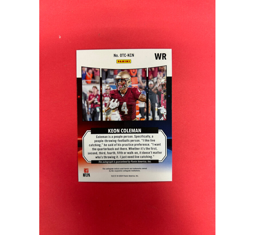 2024 PANINI NIL KEON COLEMAN ON THE CLOCK AUTOGRAPH