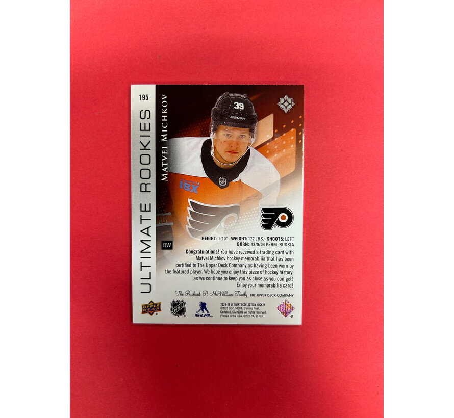 2024-25 UPPER DECK ULTIMATE MATVEI MICHKOV ULTIMATE ROOKIE JERSEY /499