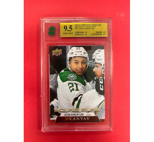 UPPER DECK 2020-21 UPPER DECK SERIES 1 JASON ROBERTSON YOUNG GUNS CANVAS MNT GRADED 9.5