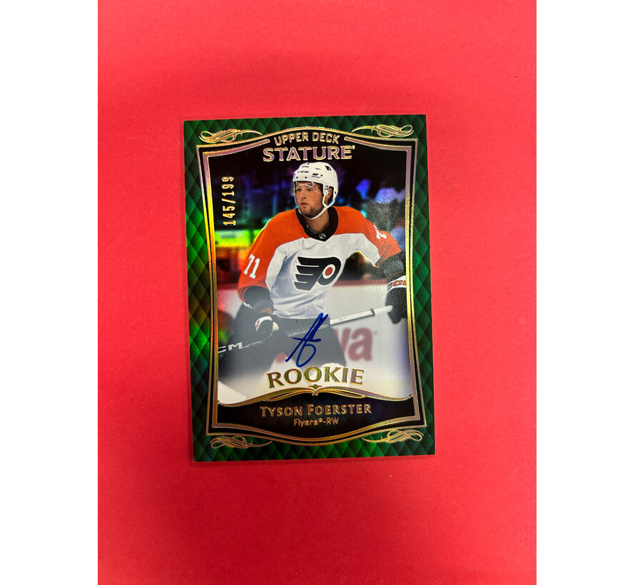 2023-24 UPPER DECK STATURE TYSON FOERSTER GREEN AUTO ROOKIE /199