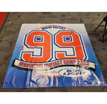 WAYNE GRETZKY INAUGURAL FANTASY CAMP AUTOGRAPHED BANNER WITH PHOTOCOPY OF WGA COA