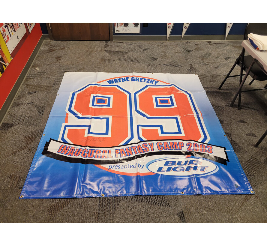 WAYNE GRETZKY INAUGURAL FANTASY CAMP AUTOGRAPHED BANNER WITH PHOTOCOPY OF WGA COA