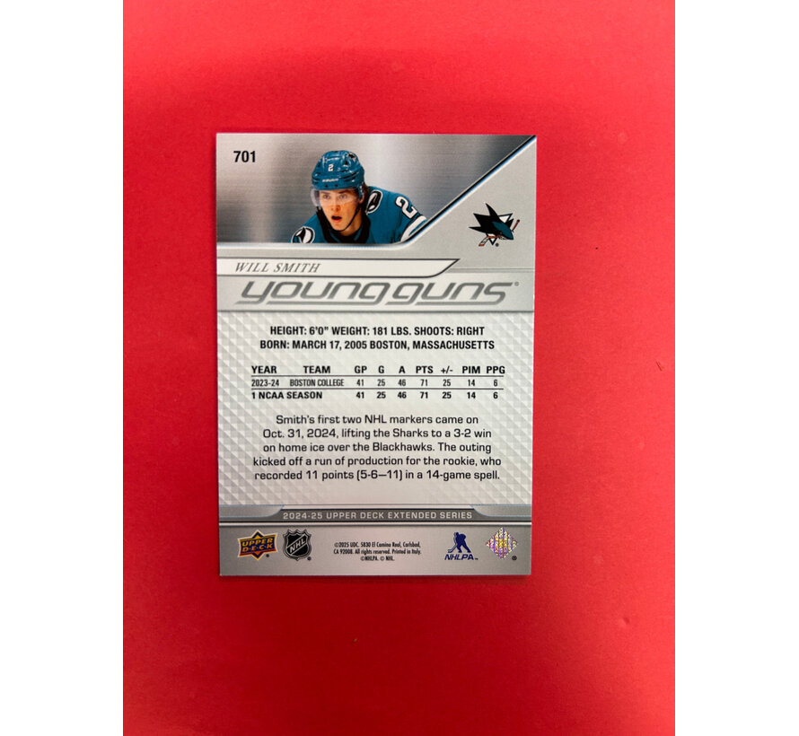 2024-25 UPPER DECK EXTENDED SERIES WILL SMITH YOUNG GUNS