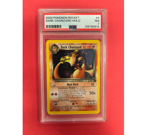 POKEMON 2000 POKEMON TEAM ROCKET DARK CHARIZARD HOLO PSA GRADED 7