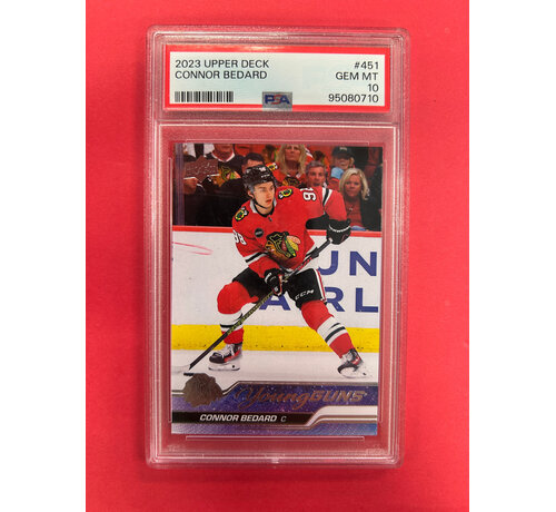 UPPER DECK 2023-24 UPPER DECK SERIES 2 CONNOR BEDARD YOUNG GUNS PSA GRADED 10