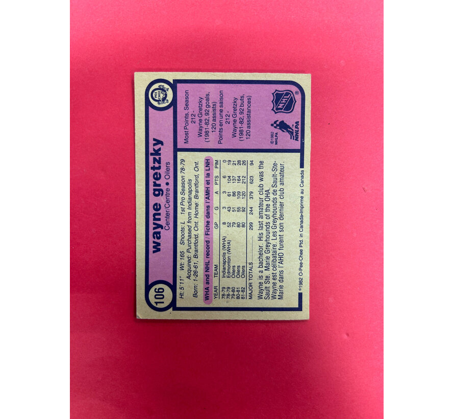 1983-84 O-PEE-CHEE WAYNE GRETZKY IN PERSON AUTO TIME PERIOD / ERA CORRECT