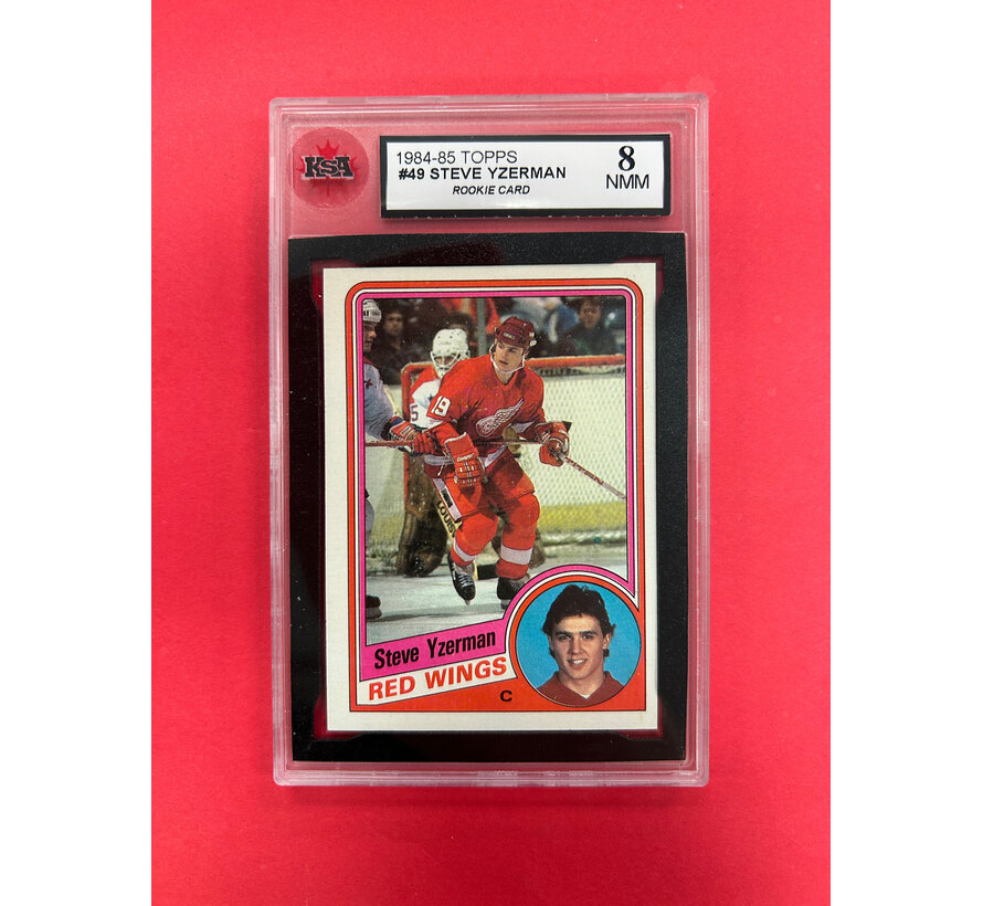 1984-85 TOPPS STEVE YZERMAN ROOKIE KSA GRADED 8