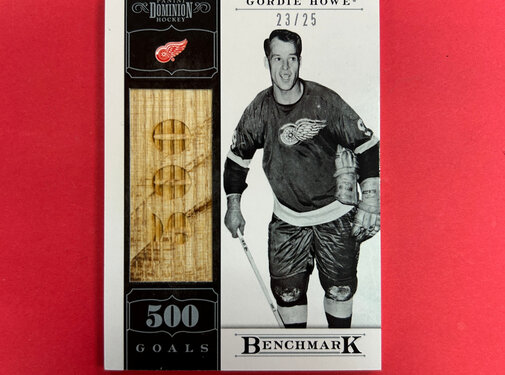 PANINI 2011-12 PANINI DOMINION GORDIE HOWE BENCHMARK GAME USED STICK /25