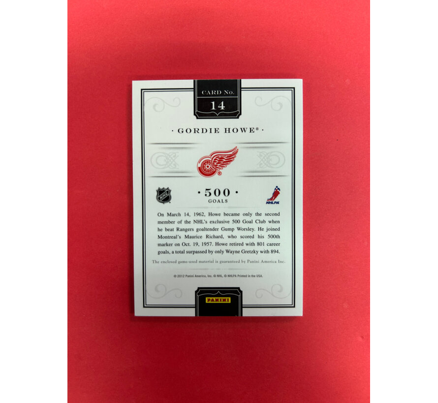 2011-12 PANINI DOMINION GORDIE HOWE BENCHMARK GAME USED STICK /25